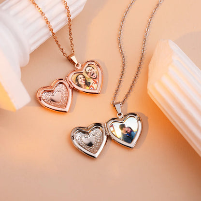 Rivra Personalized Photo Heart Locket Necklace