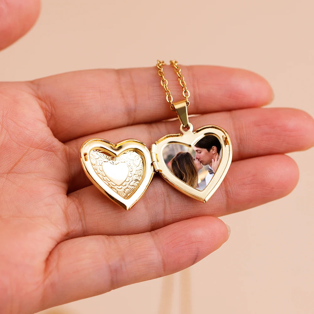 Rivra Personalized Photo Heart Locket Necklace