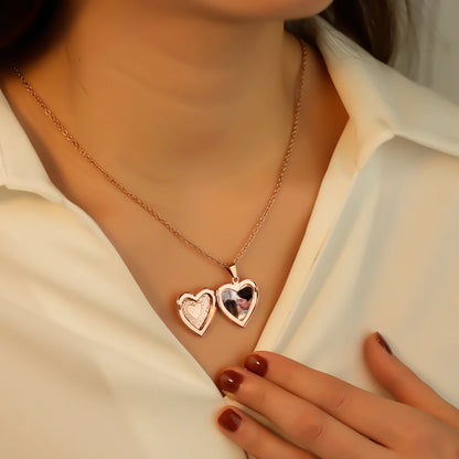 Rivra Personalized Photo Heart Locket Necklace